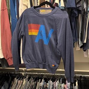 Aviator Nation Blue Sweater with Colorful Logo